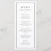 Elegant grenst zwart-wit minimalistische bruiloft menu (Voorkant)