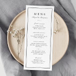 Elegant grenst zwart-wit minimalistische bruiloft menu<br><div class="desc">Elegant minimalistisch zwart-wit design met grenzen,  en bedankt dat je op de achterkant,  eenvoudig en gesofisticeerd let hebt. Geweldig voor een moderne klassieke bruiloft en een officiële bruiloft. Bekijk alle overeenkomende stukken in het collectie.</div>