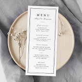 Elegant grenst zwart-wit minimalistische bruiloft menu