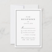 Elegant grenst zwart-wit-minimalistische bruiloft RSVP kaartje (Voorkant)