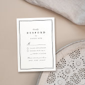 Elegant grenst zwart-wit-minimalistische bruiloft RSVP kaartje