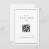 Elegant grenst zwart-wit-minimalistische bruiloft RSVP kaartje (Voorkant / Achterkant)
