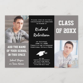 Elegant Grey and Black Young Man Afstuderen Kaart