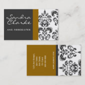 Elegant Grey and Gold Damask Pattern Visitekaartje (Voorkant / Achterkant)
