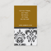 Elegant Grey and Gold Damask Pattern Visitekaartje (Achterkant)