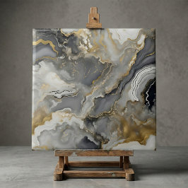 Elegant Grey and Gold Liquid Marble Agate Tegeltje