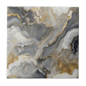 Elegant Grey and Gold Liquid Marble Agate Tegeltje (Voorkant)