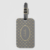 Elegant Grey and Gold Pineapple Personalized Bagagelabel (Voorkant (verticaal))