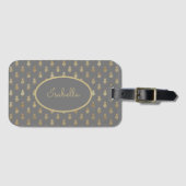 Elegant Grey and Gold Pineapple Personalized Bagagelabel (Voorkant (horizontaal))