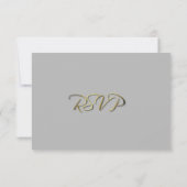 Elegant Grey and Gold Wedding RSVP Kaart (Achterkant)