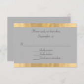Elegant Grey and Gold Wedding RSVP Kaart (Voorkant / Achterkant)