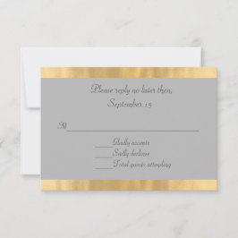 Elegant Grey and Gold Wedding RSVP Kaart