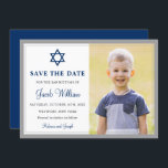 Elegant Grey and Navy Blue Bar Mitzvah Foto Save The Date<br><div class="desc">Elegant Grey and Navy Blue Bar Mitzvah Photo Save the Date</div>