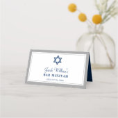 Elegant Grey and Navy Blue Bar Mitzvah Plaatskaartje (Achterkant)