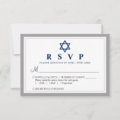 Elegant Grey and Navy Blue Bar Mitzvah RSVP Kaartje (Voorkant)