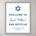 Elegant Grey and Navy Blue Bar Mitzvah Welkom Poster<br><div class="desc">Elegant Grey and Navy Blue Bar Mitzvah WelkomstPoster</div>