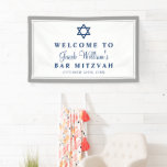 Elegant Grey and Navy Blue Bar Mitzvah Welkom Spandoek<br><div class="desc">Elegant Grey and Navy Blue Bar Mitzvah Welcome Banner</div>