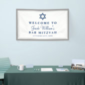 Elegant Grey and Navy Blue Bar Mitzvah Welkom Spandoek (Beurs)