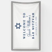 Elegant Grey and Navy Blue Bar Mitzvah Welkom Spandoek (Verticaal)