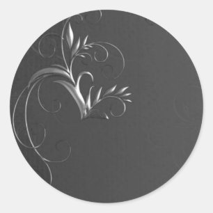 Elegant Grey and Silver Wedding Envelope Seals Ronde Sticker