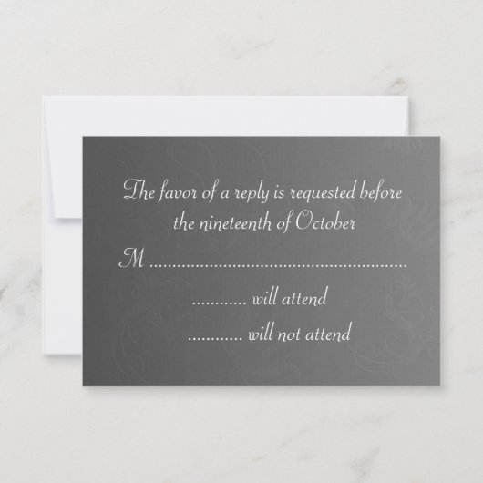 Elegant Grey and Silver Wedding RSVP (Achterkant)