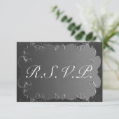 Elegant Grey and Silver Wedding RSVP Kaartje (Staand voorkant)