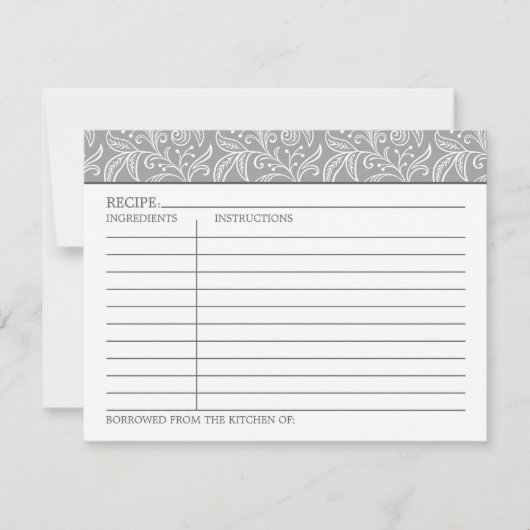 Elegant Grey and White Floral Lace Recipe (Voorkant)