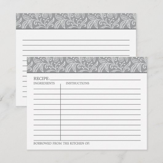 Elegant Grey and White Floral Lace Recipe (Voorkant / Achterkant)