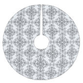 Elegant Grey and White Floral  Style Damask Kerstboom Rok (Voorkant)