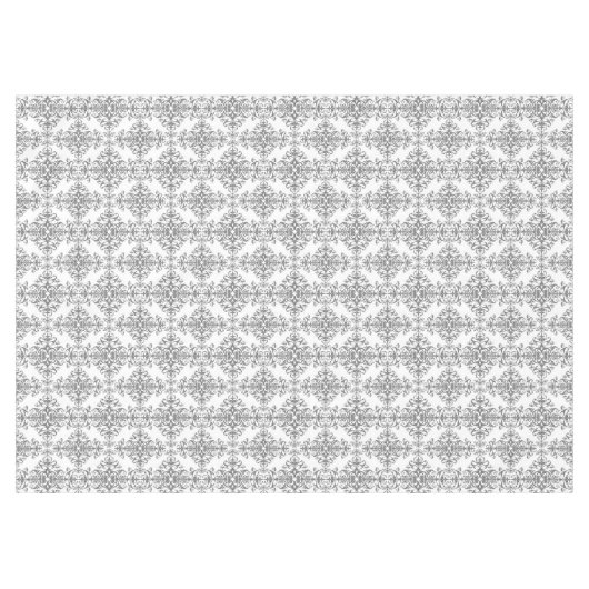 Elegant Grey and White Floral Style Damask Tafelkleed (Voorkant (Horizontaal))