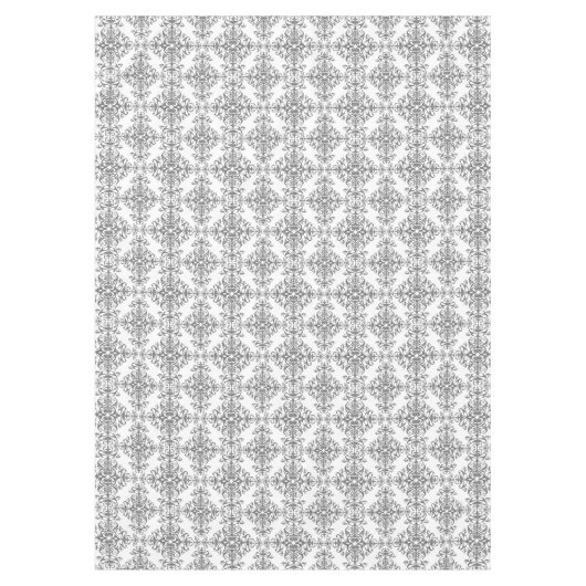 Elegant Grey and White Floral Style Damask Tafelkleed (Voorkant)