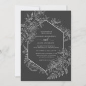 Elegant Grey and White Geometric Floral Wedding Kaart (Voorkant)