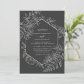 Elegant Grey and White Geometric Floral Wedding Kaart (Staand voorkant)