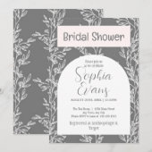 Elegant Grey and White Leaves Vrijgezellenfeest Kaart (Voorkant / Achterkant)