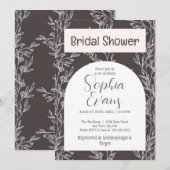 Elegant Grey and White Leaves Vrijgezellenfeest Kaart (Voorkant / Achterkant)