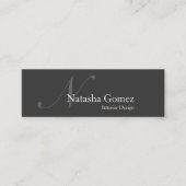 Elegant Grey and White Monogram SLIM Visitekaartje (Voorkant)