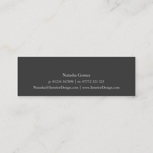 Elegant Grey and White Monogram SLIM Visitekaartje (Achterkant)