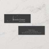 Elegant Grey and White Monogram SLIM Visitekaartje (Voorkant / Achterkant)