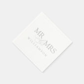 Elegant Grey and White Mr & Mrs. Name Napkins Servet (Hoek)