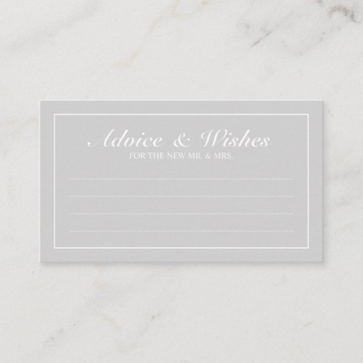 Elegant Grey and White Wedding Advice and Wishes Advieskaart (Voorkant)