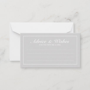 Elegant Grey and White Wedding Advice and Wishes Advieskaart