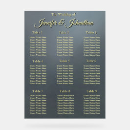 Elegant Grey Background Wedding Seating Chart Acryl Bord