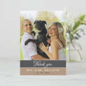 Elegant Grey Beige 2 Fotobruiloft Bedankkaart (Staand voorkant)