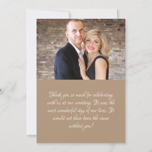 Elegant Grey Beige 2 Fotobruiloft Bedankkaart (Achterkant)