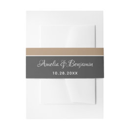 Elegant Grey Beige Typography Wedding Uitnodigingen Wikkel