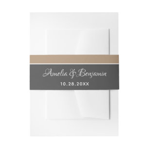 Elegant Grey Beige Typography Wedding Uitnodigingen Wikkel