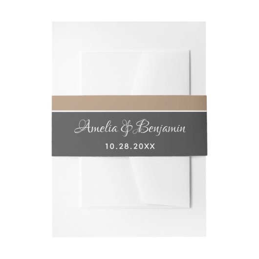 Elegant Grey Beige Typography Wedding Uitnodigingen Wikkel (Voorkant Voorbeeld)