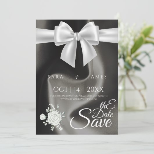 Elegant Grey Bewaar de Datum Aankondiging Kaart (Staand voorkant)