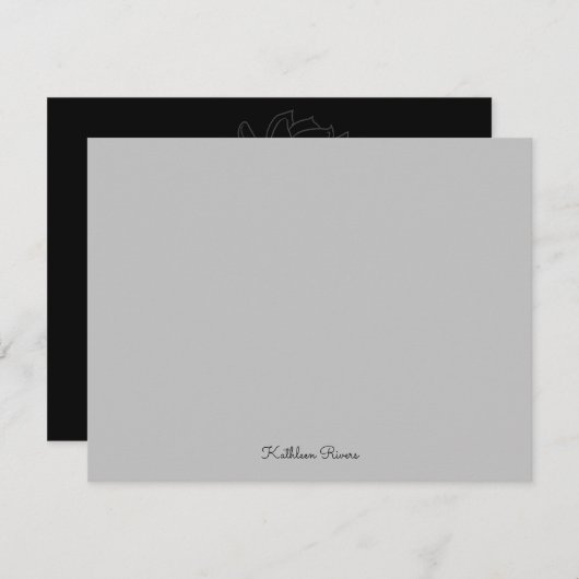 Elegant Grey & Black Custom Personalized Note Kaar Notitiekaartje (Voorkant / Achterkant)