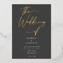 Elegant Grey Black Gold Calligraphy Script Weddens